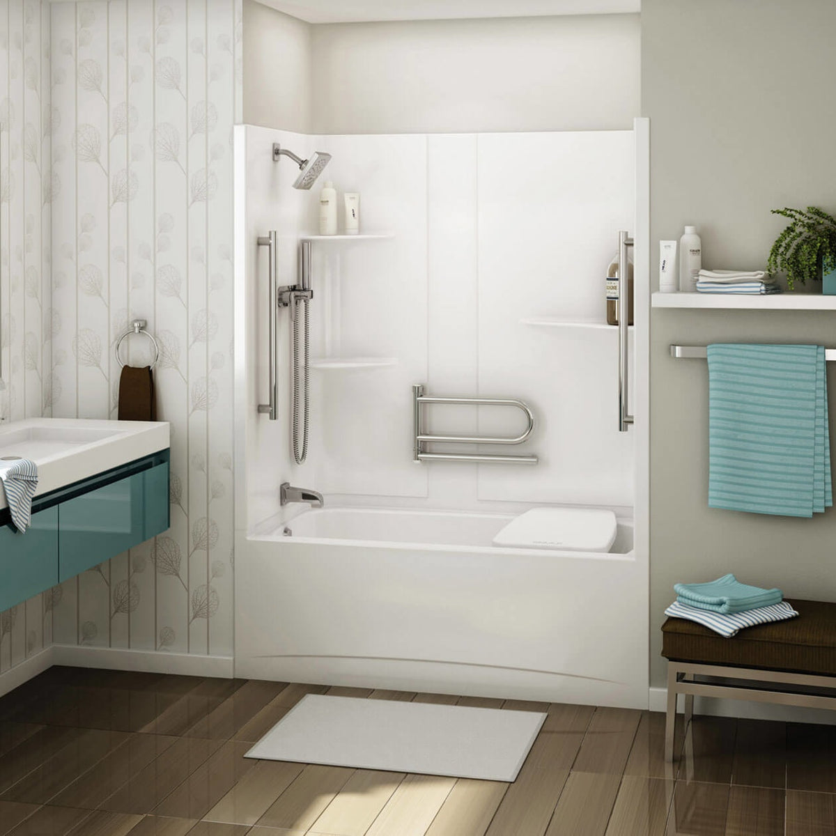 Maax Allia TS-6032 AFR Acrylic Alcove One-Piece Tub Shower in White - image 4