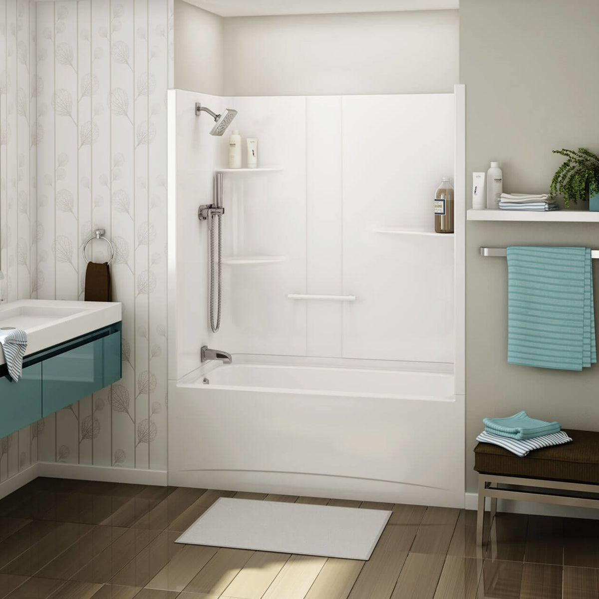 Maax Allia TS-6032 AFR Acrylic Alcove Two-Piece Tub Shower in White