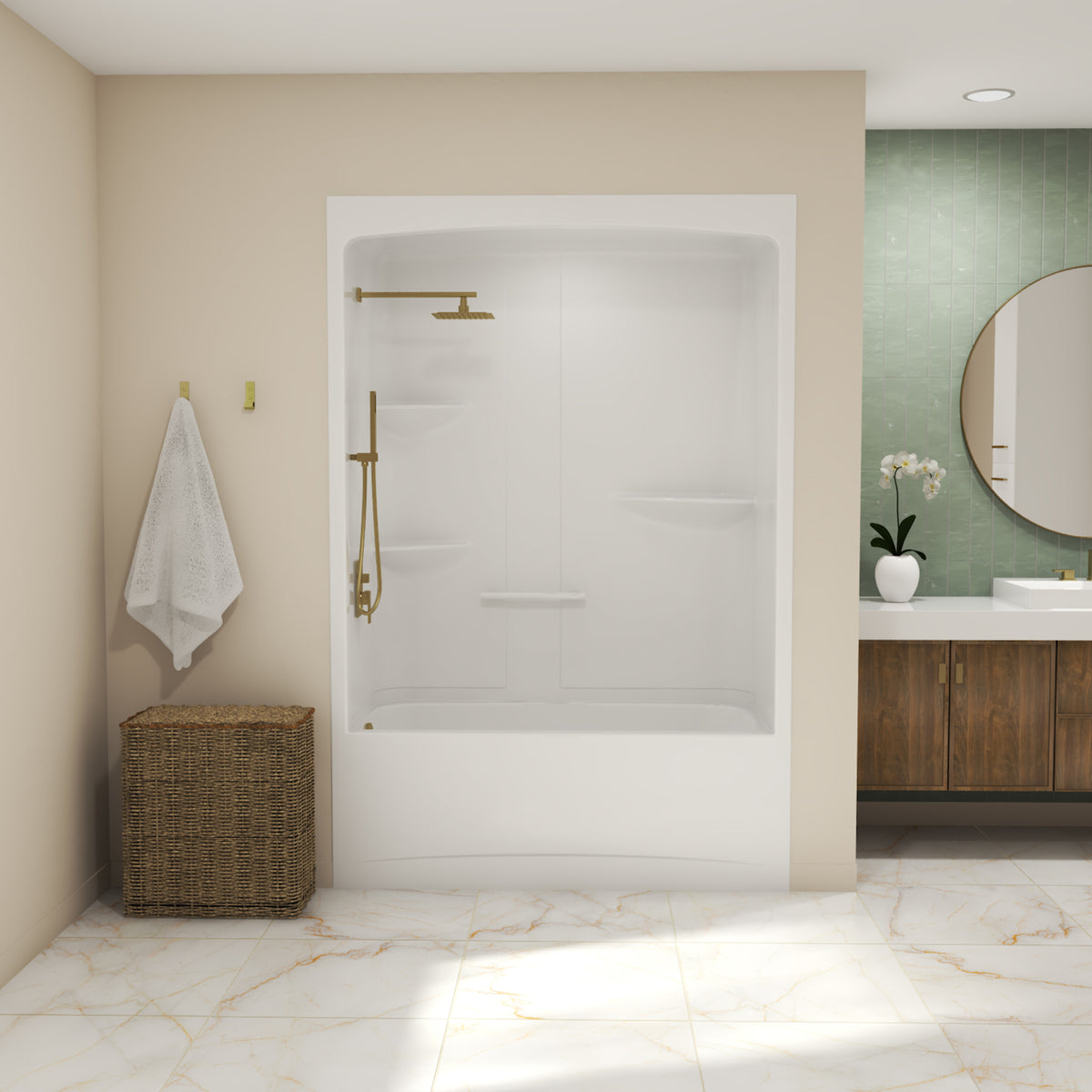Maax Allia TSR-6032 Acrylic Alcove One-Piece Tub Shower in White