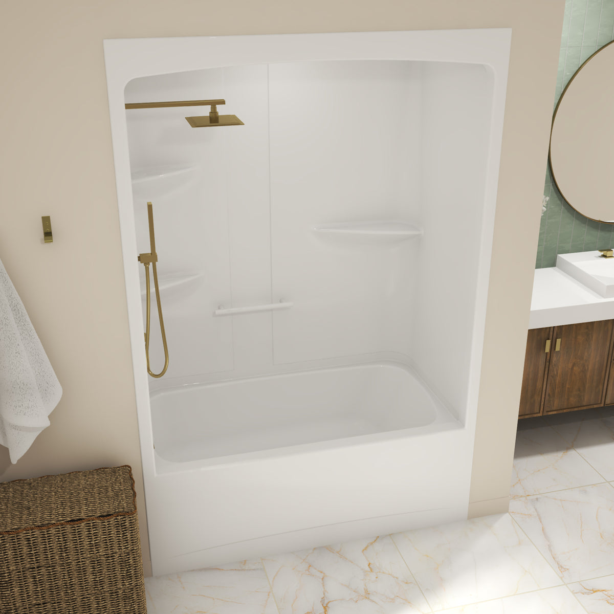 Maax Allia TSR-6032 Acrylic Alcove One-Piece Tub Shower in White - image 3