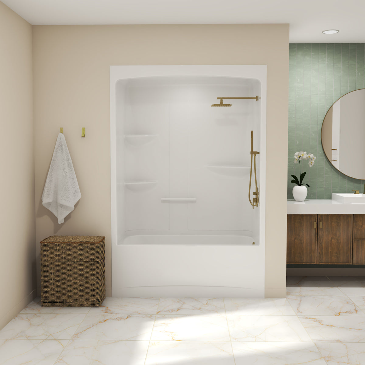 Maax Allia TSR-6032 Acrylic Alcove One-Piece Tub Shower in White - image 6