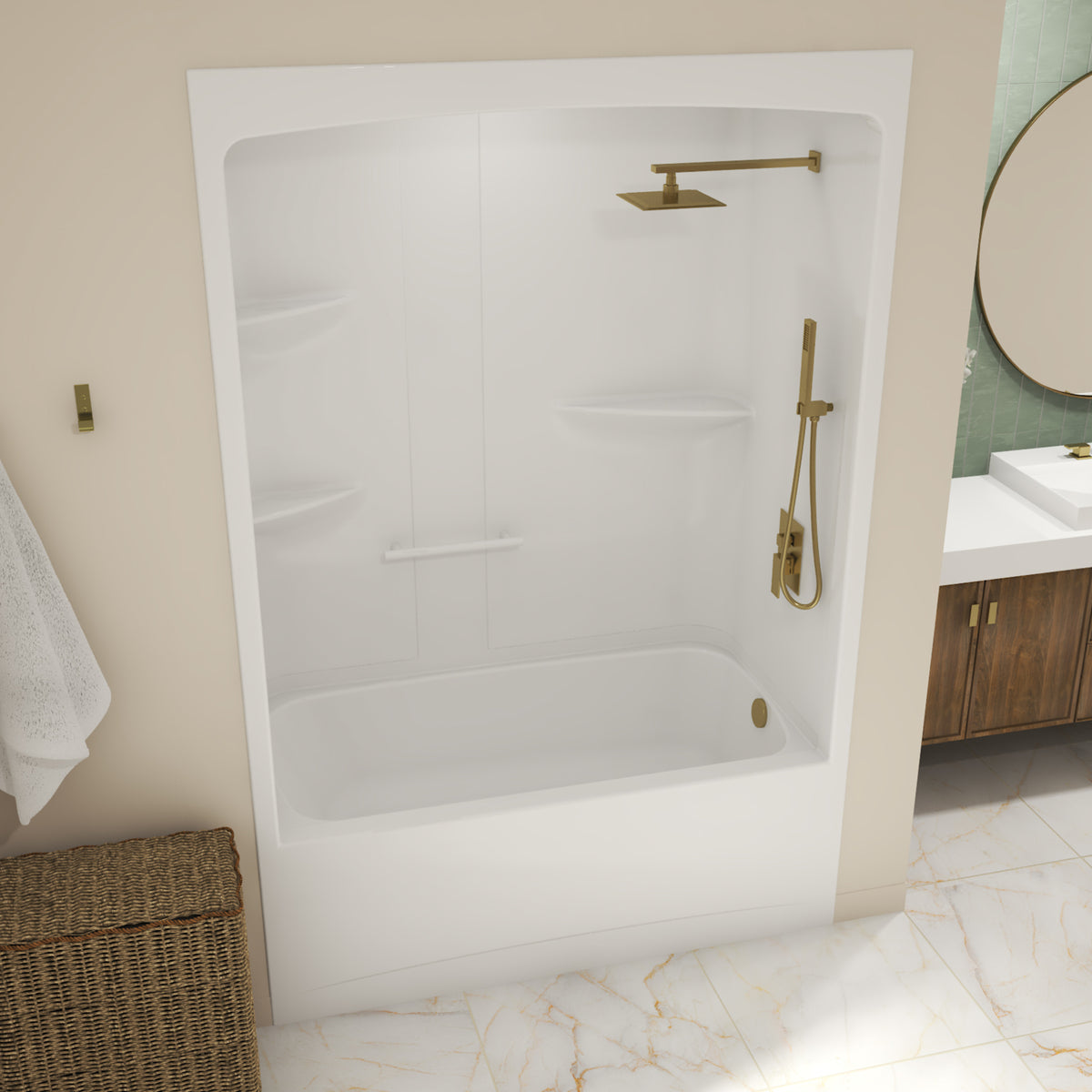 Maax Allia TSR-6032 Acrylic Alcove One-Piece Tub Shower in White - image 8