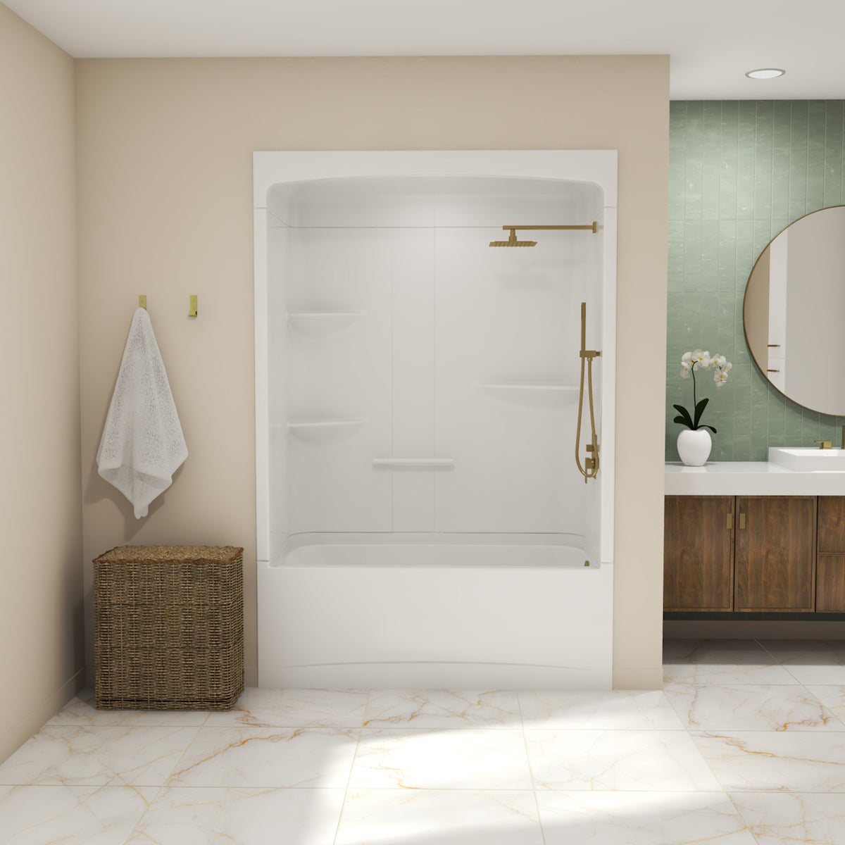 Maax Allia TSR-6032 Acrylic Alcove Three-Piece Tub Shower in White - image 6