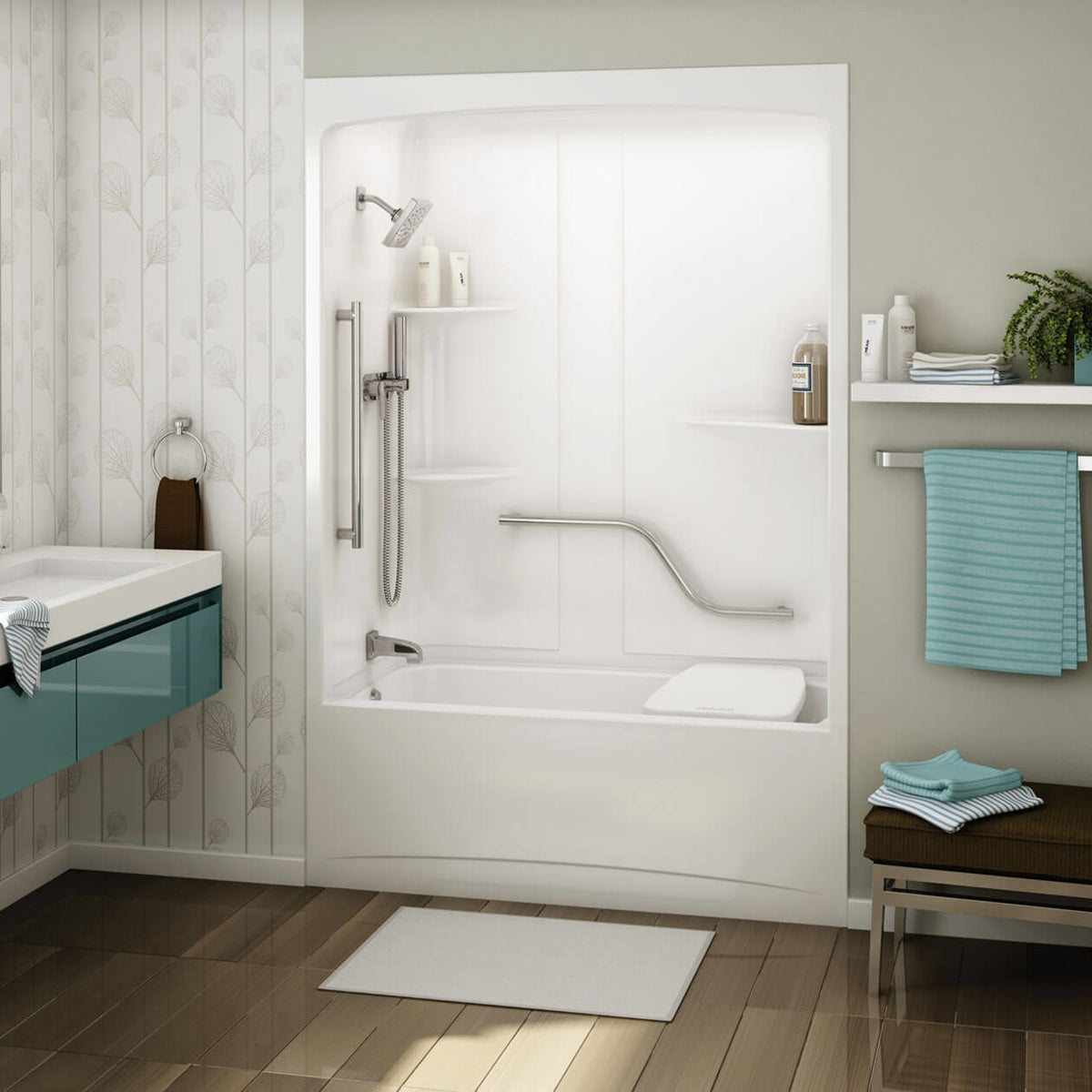 Maax Allia TSR-6032 AFR Acrylic Alcove Three-Piece Tub Shower in White - image 3