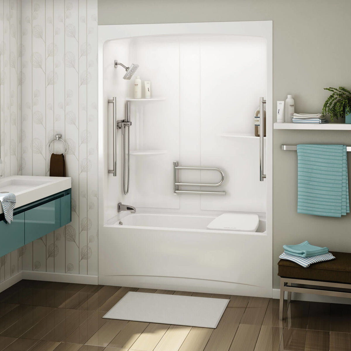 Maax Allia TSR-6032 AFR Acrylic Alcove Three-Piece Tub Shower in White - image 4