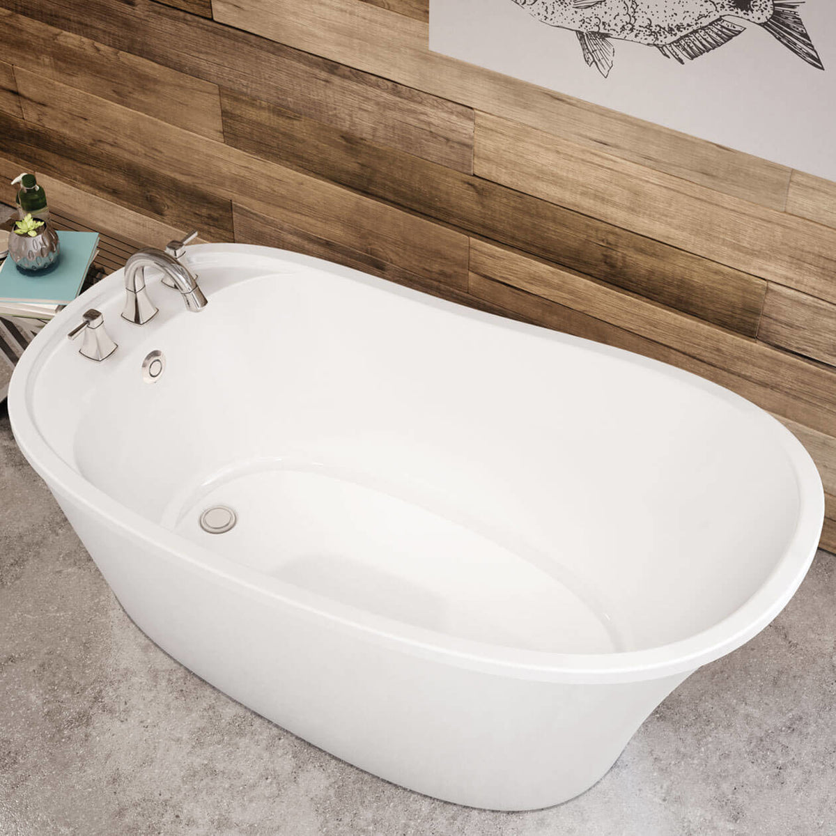 Maax Ariosa 6032 Acrylic Freestanding End Drain Bathtub in White with White Skirt - image 2
