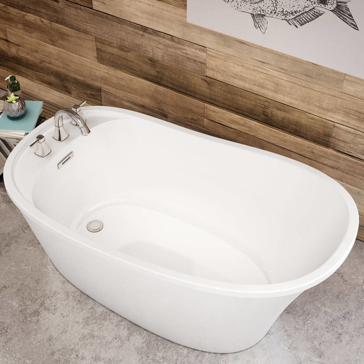 Maax Ariosa 6032 Acrylic Freestanding End Drain Bathtub in White with White Skirt - image 4