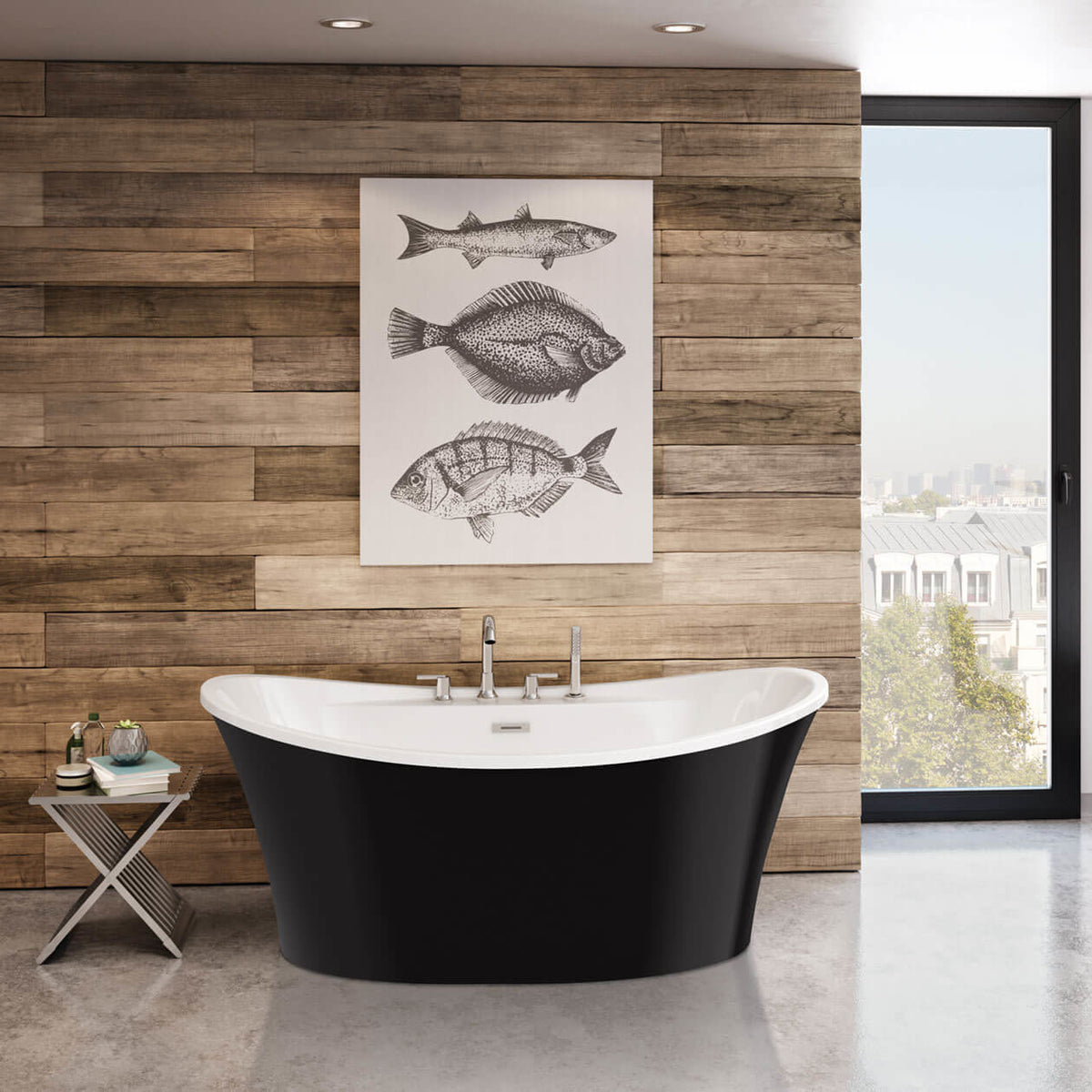 Maax Ariosa 6636 Acrylic Freestanding Center Drain Bathtub in White with Thunder Grey Skirt - image 9