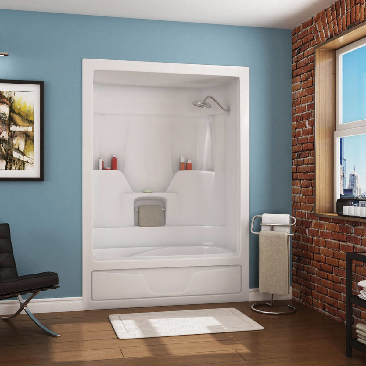 Maax Aspen 60 x 31 Acrylic Alcove One-Piece Tub Shower in White - image 2