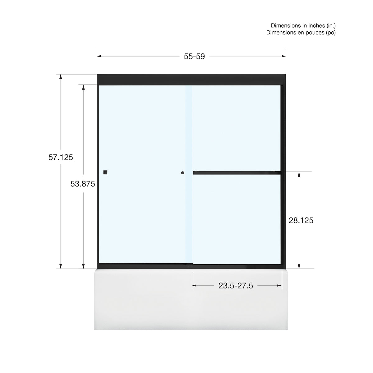 Maax Aura 55-59 x 57 in 8 mm Bypass Tub Door for Alcove Installation - image 16