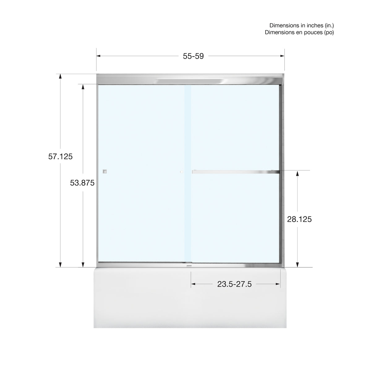 Maax Aura SC 55-59 in x 57 in 8 mm Bypass Tub Door for Alcove Installation - image 5