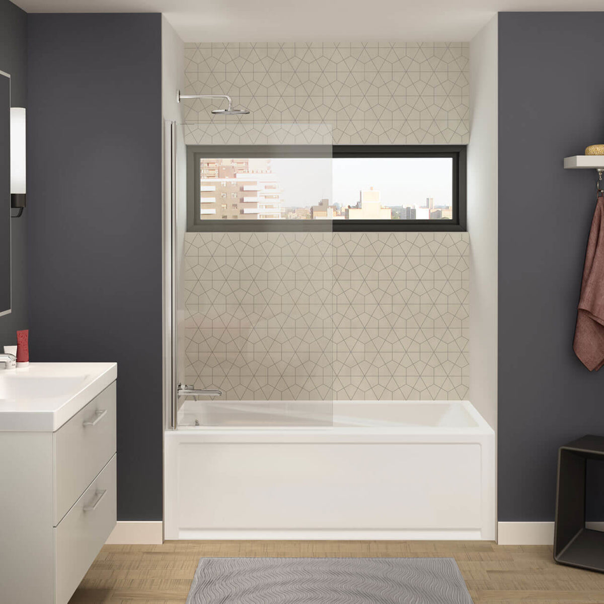 Maax Axial 30 x 55 ½ in 6 mm Tub Screen for Alcove Installation with Clear glass in Chrome