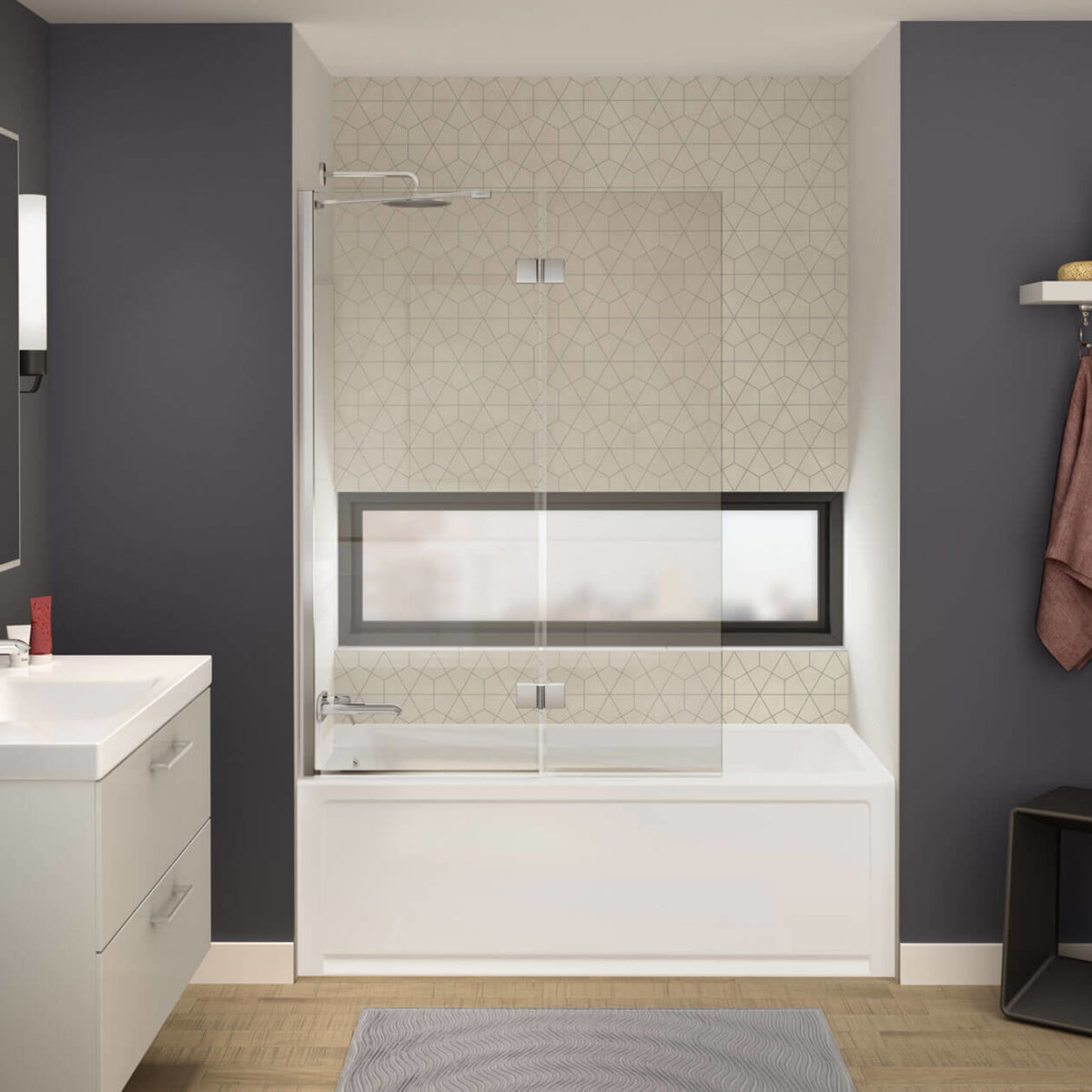 Maax Axial Duo 42 x 58 in 8 mm Pivot Tub Screen for Alcove Installation