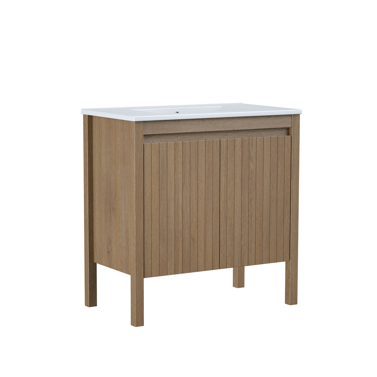 Maax Azaria 30 in Freestanding Single Sink Vanity with Matching Mirror in Warm Oak - image 2