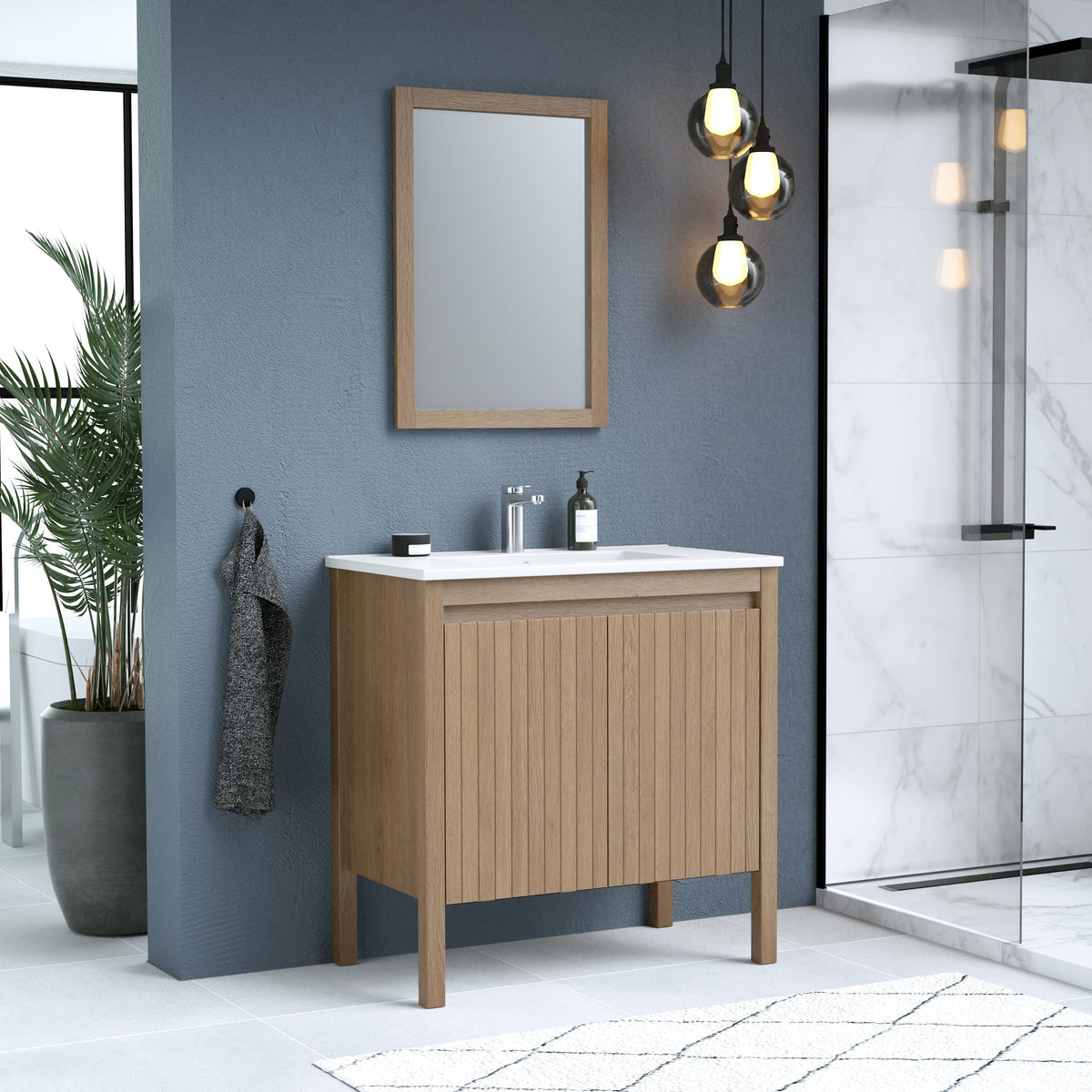 Maax Azaria 30 in Freestanding Single Sink Vanity with Matching Mirror in Warm Oak - image 6