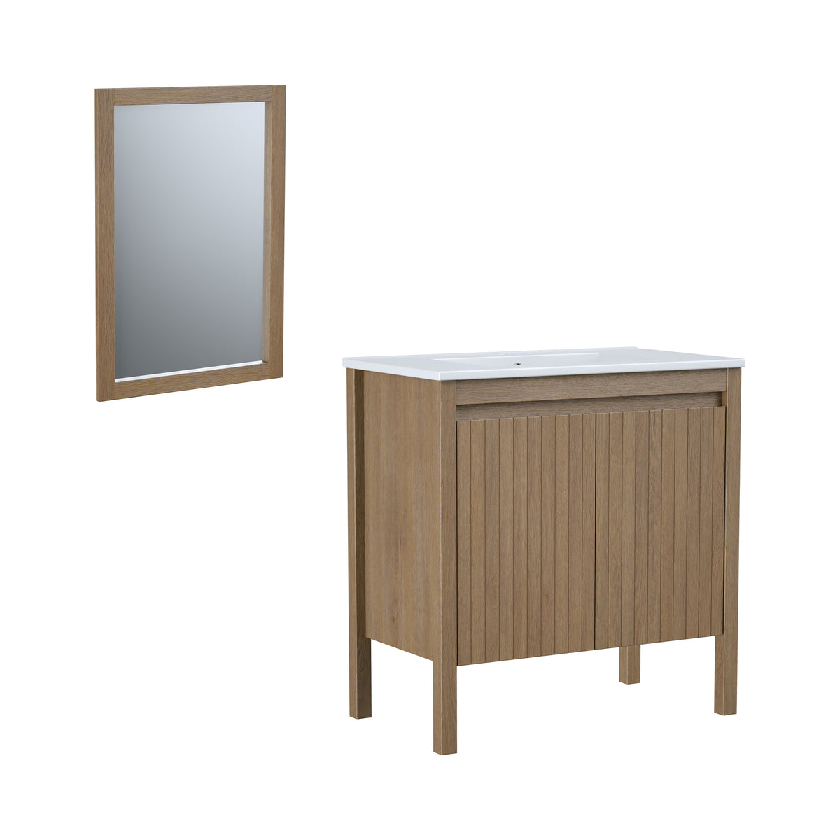 Maax Azaria 30 in Freestanding Single Sink Vanity with Matching Mirror in Warm Oak - image 7