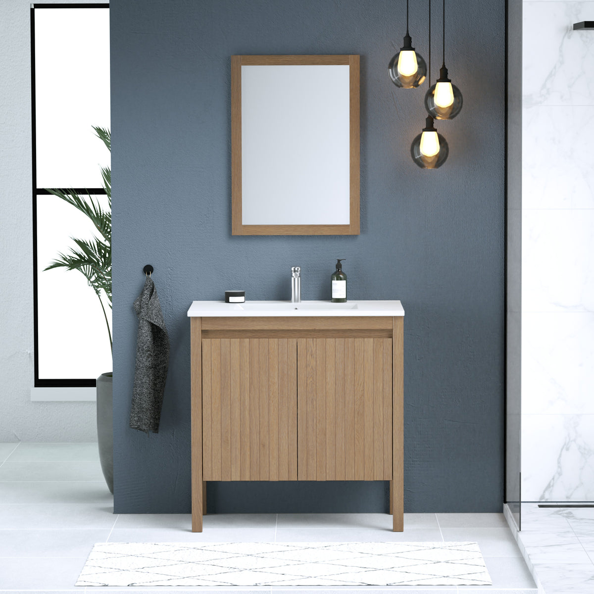 Maax Azaria 30 in Freestanding Single Sink Vanity with Matching Mirror in Warm Oak - image 8
