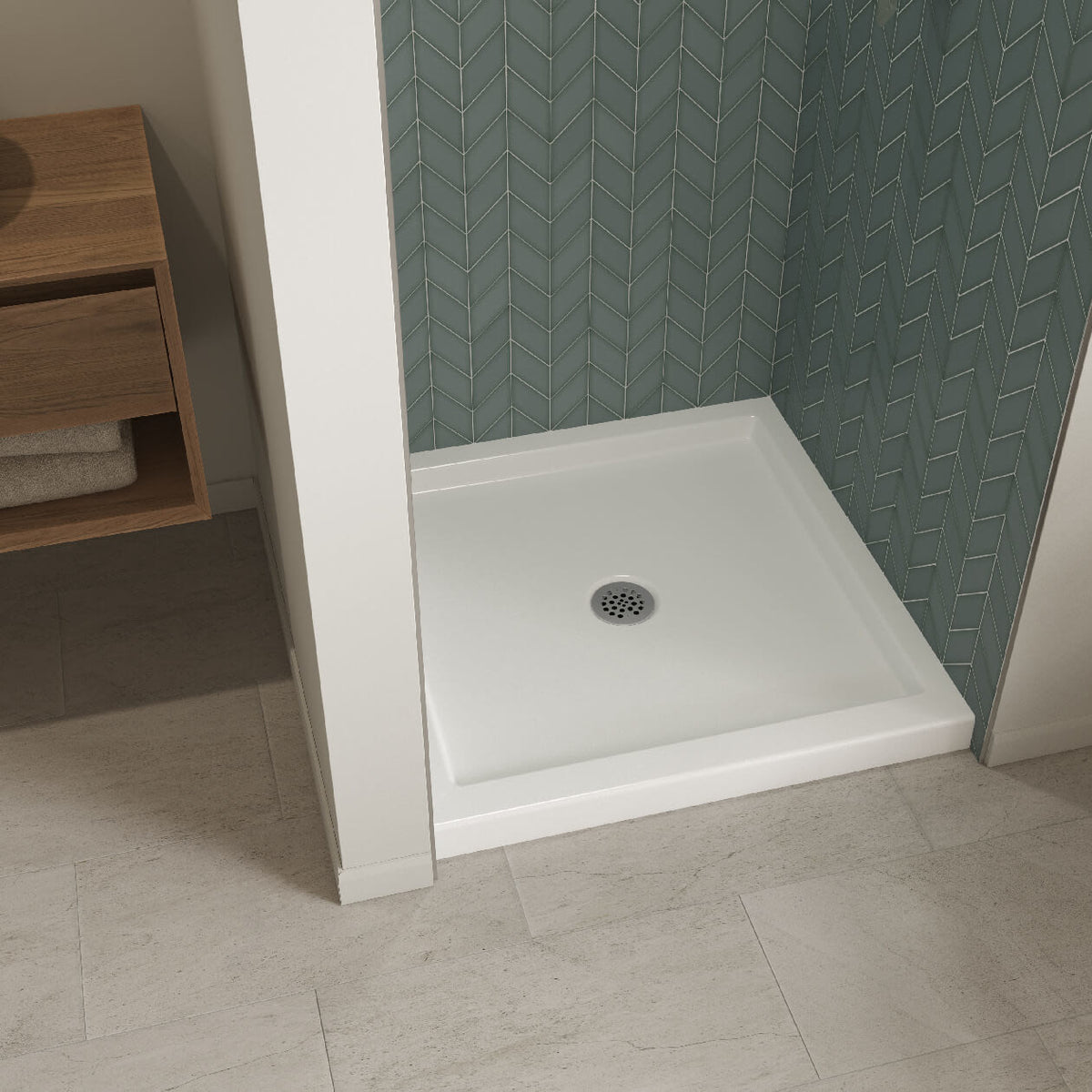 Maax B3Round 3636 Acrylic Shower Base in White with Center Drain - image 5