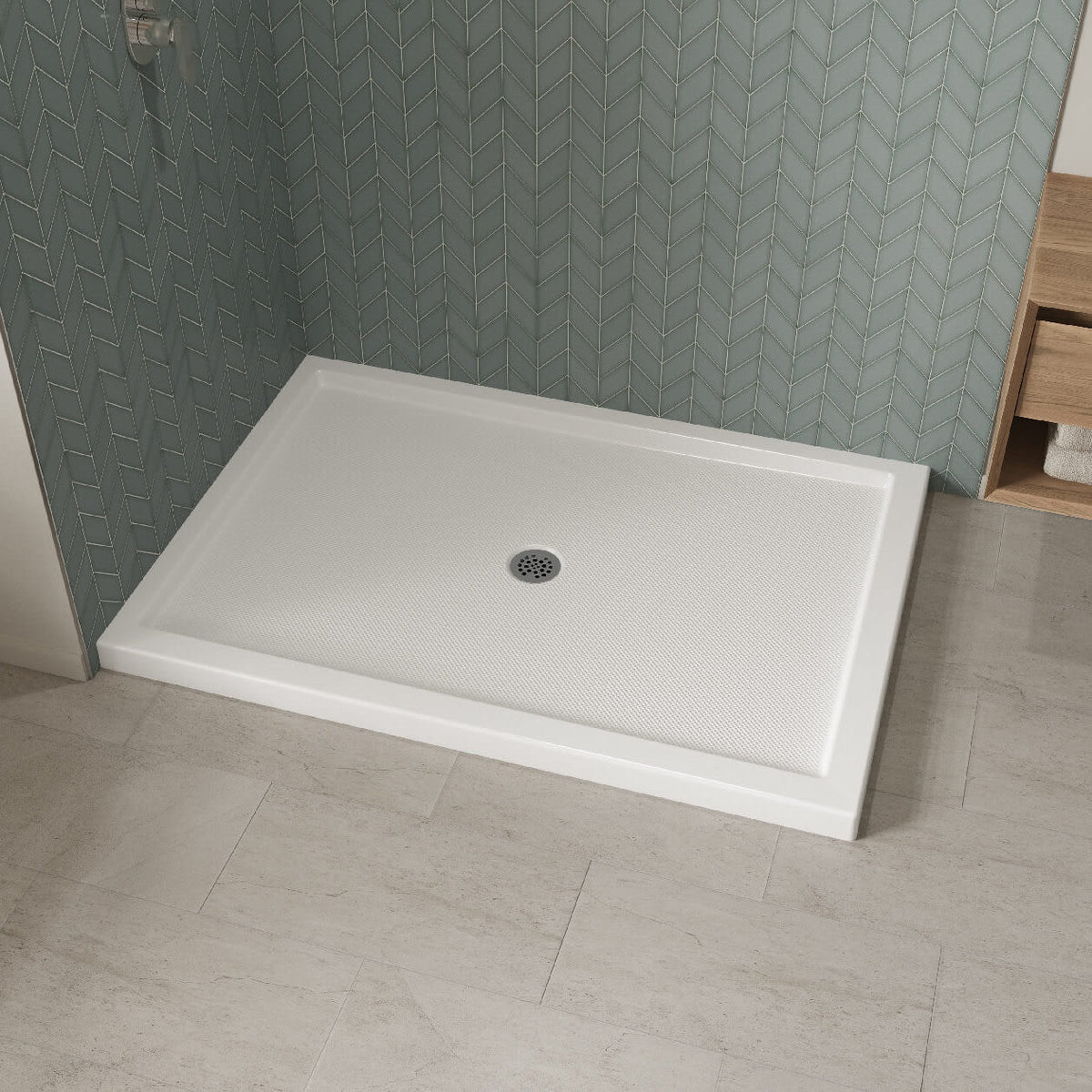 Maax B3Round 6042 Acrylic Shower Base in White with Anti-slip Bottom with Center Drain - image 5