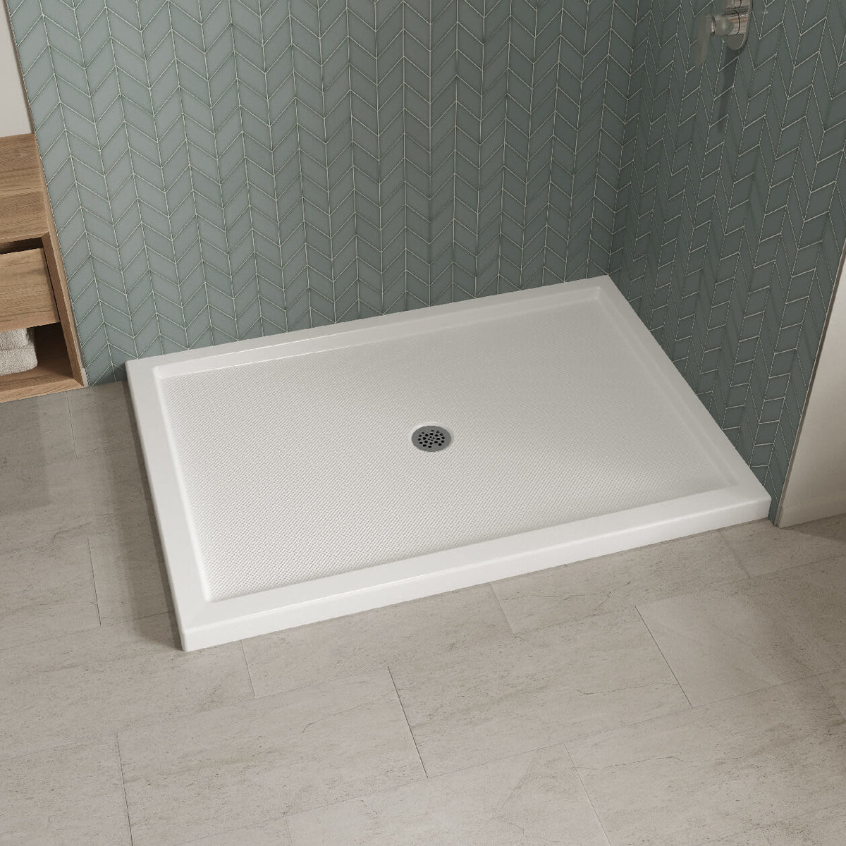 Maax B3Round 6042 Acrylic Shower Base in White with Anti-slip Bottom with Center Drain - image 8