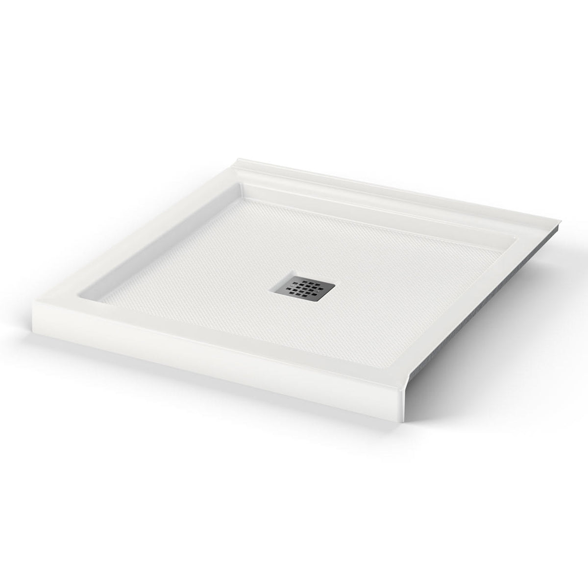 Maax B3Square 3636 Acrylic Corner Left or Right Shower Base in White with Center Drain - image 11