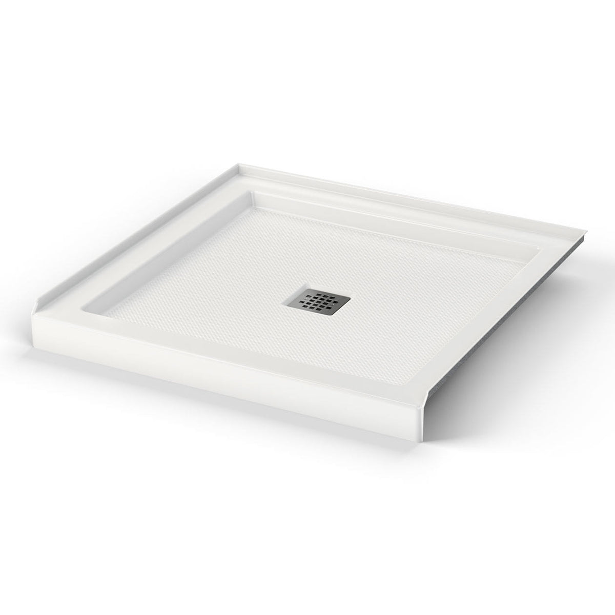 Maax B3Square 3636 Acrylic Corner Left or Right Shower Base in White with Center Drain - image 16