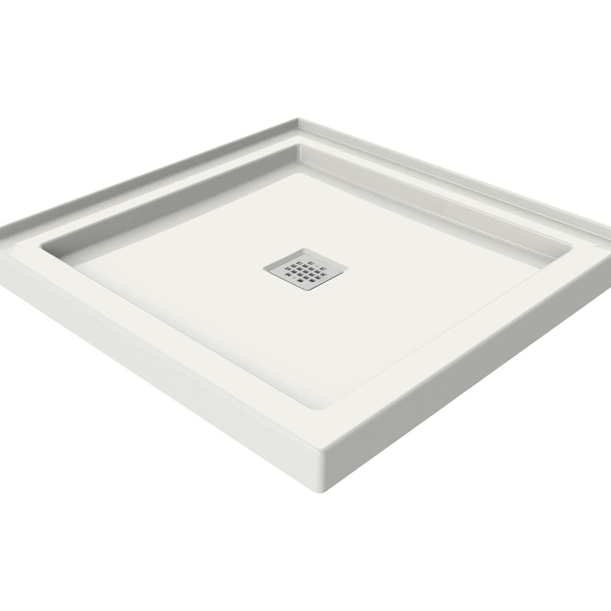 Maax B3Square 3636 Acrylic Corner Left or Right Shower Base in White with Center Drain - image 2