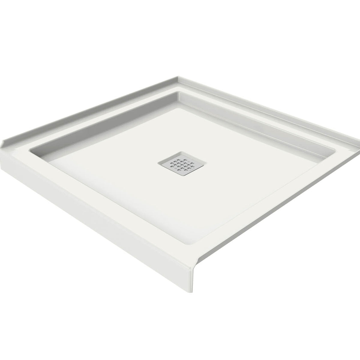 Maax B3Square 3636 Acrylic Corner Left or Right Shower Base in White with Center Drain - image 7