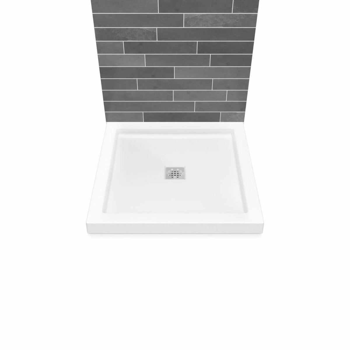 Maax B3Square 3636 Acrylic Corner Left or Right Shower Base in White with Center Drain - image 8