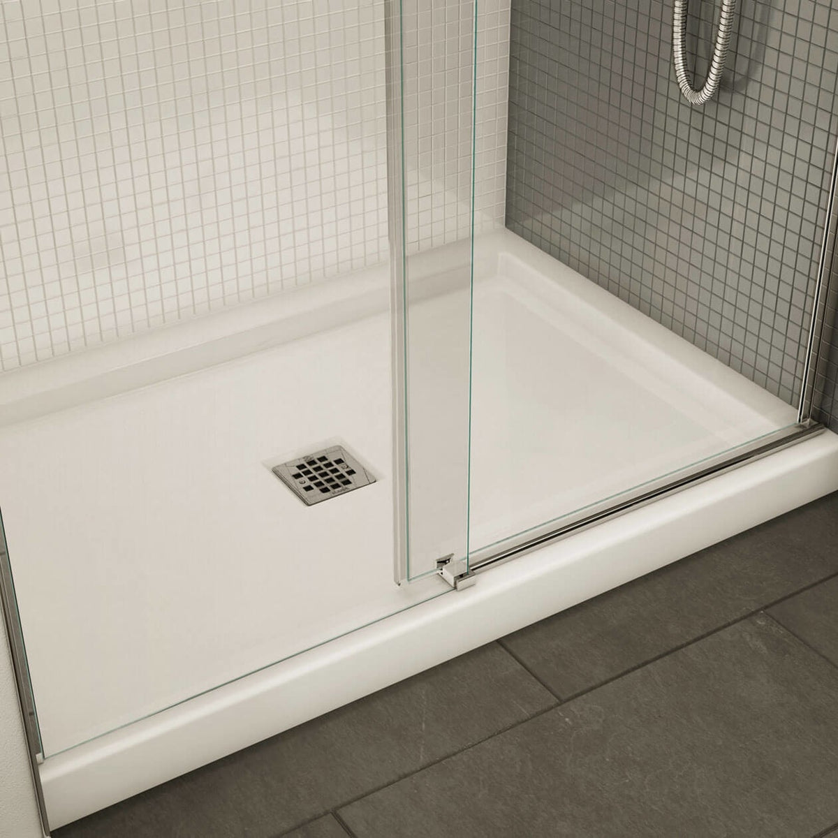 Maax B3Square 4832 Acrylic Shower Base in White with Center Drain - image 2