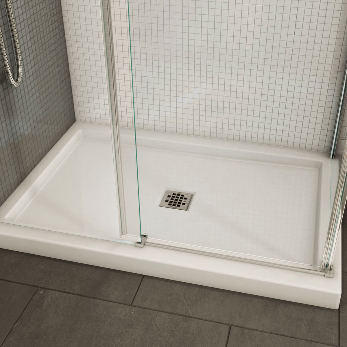 Maax B3Square 4832 Acrylic Shower Base in White with Center Drain - image 7