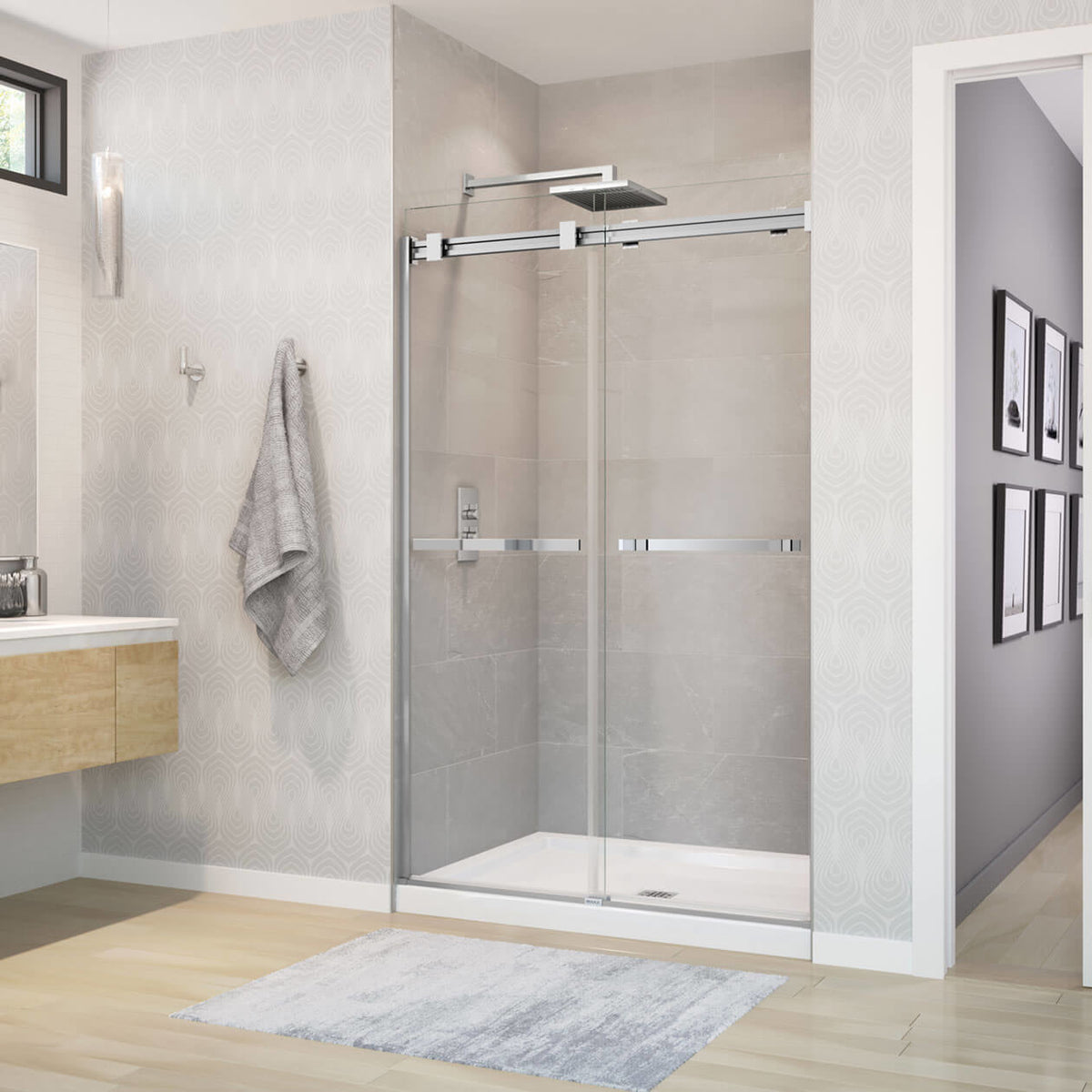 Maax B3Square 4836 Acrylic Shower Base in White with Center Drain
