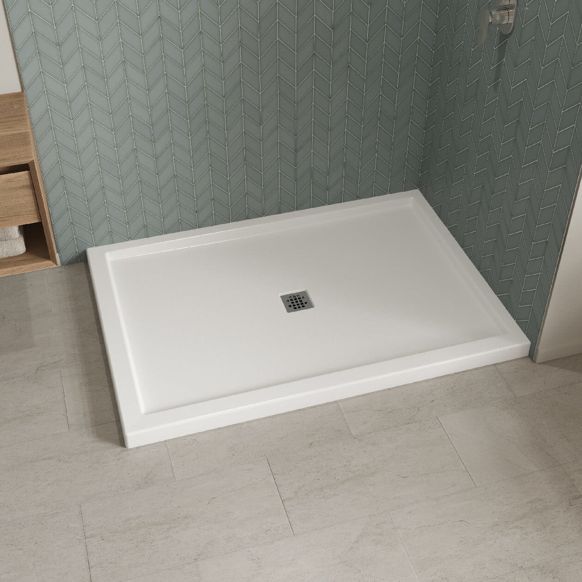 Maax B3Square 6042 Acrylic Shower Base in White with Center Drain - image 10