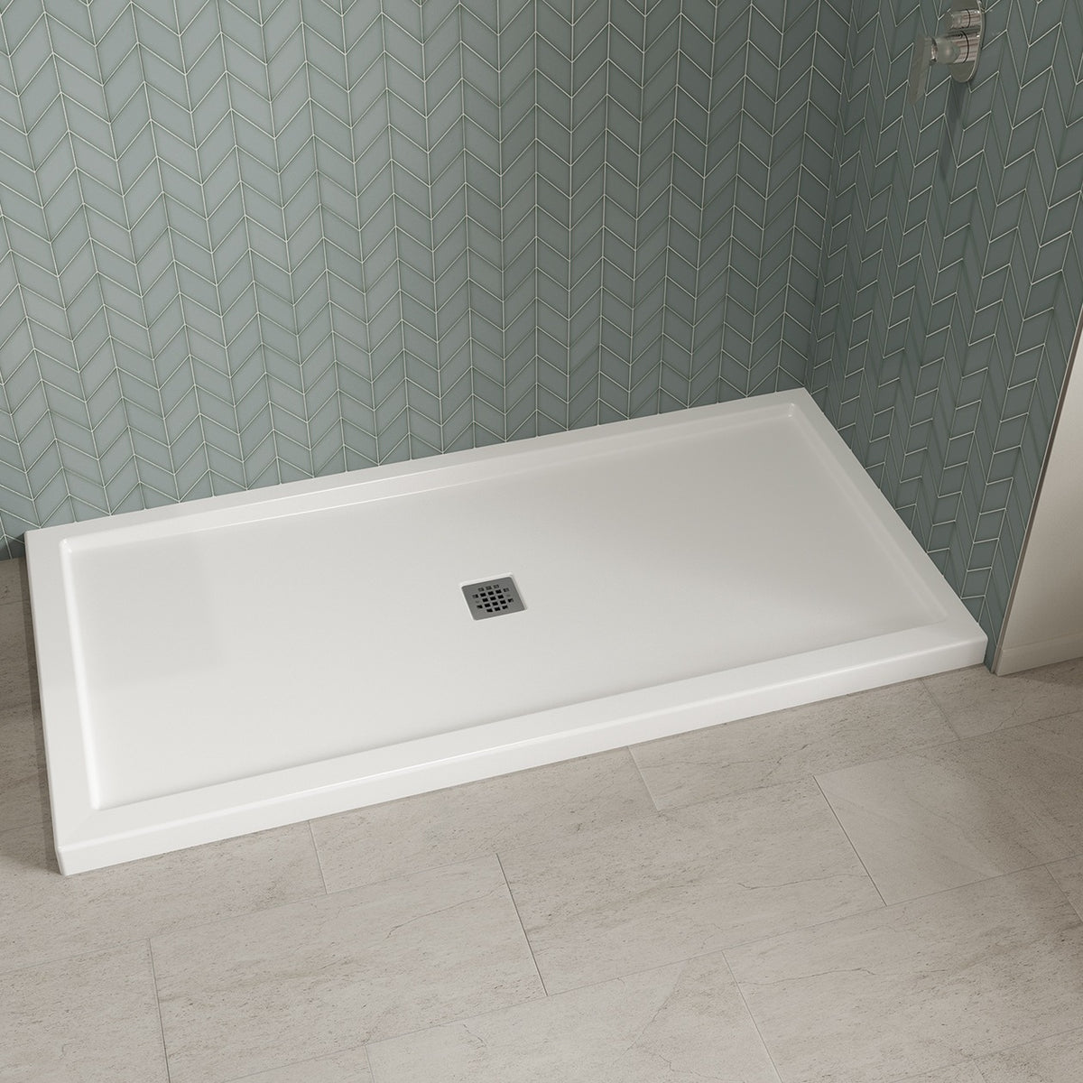 Maax B3Square 7236 Acrylic Shower Base in White with Center Drain - image 11