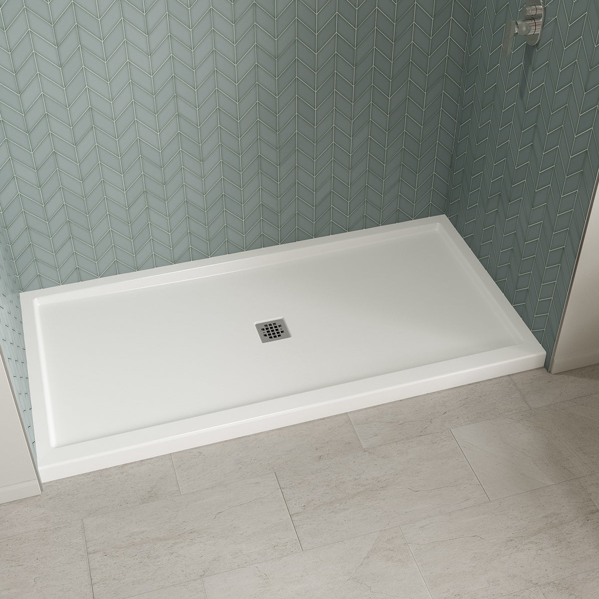 Maax B3Square 7236 Acrylic Shower Base in White with Center Drain - image 3