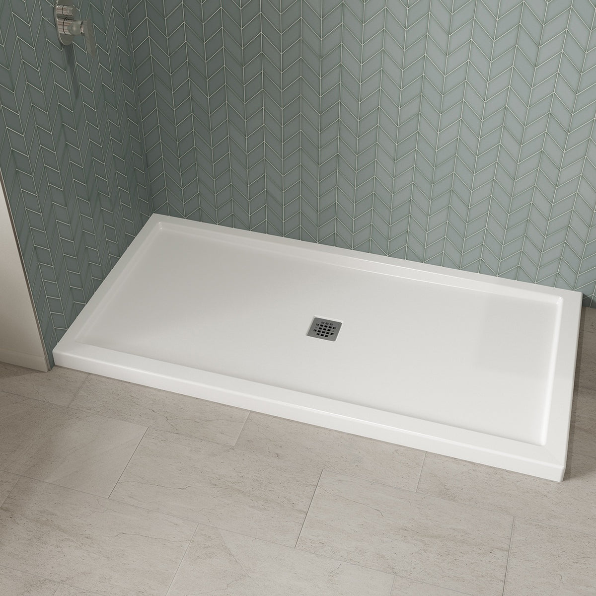 Maax B3Square 7236 Acrylic Shower Base in White with Center Drain - image 7