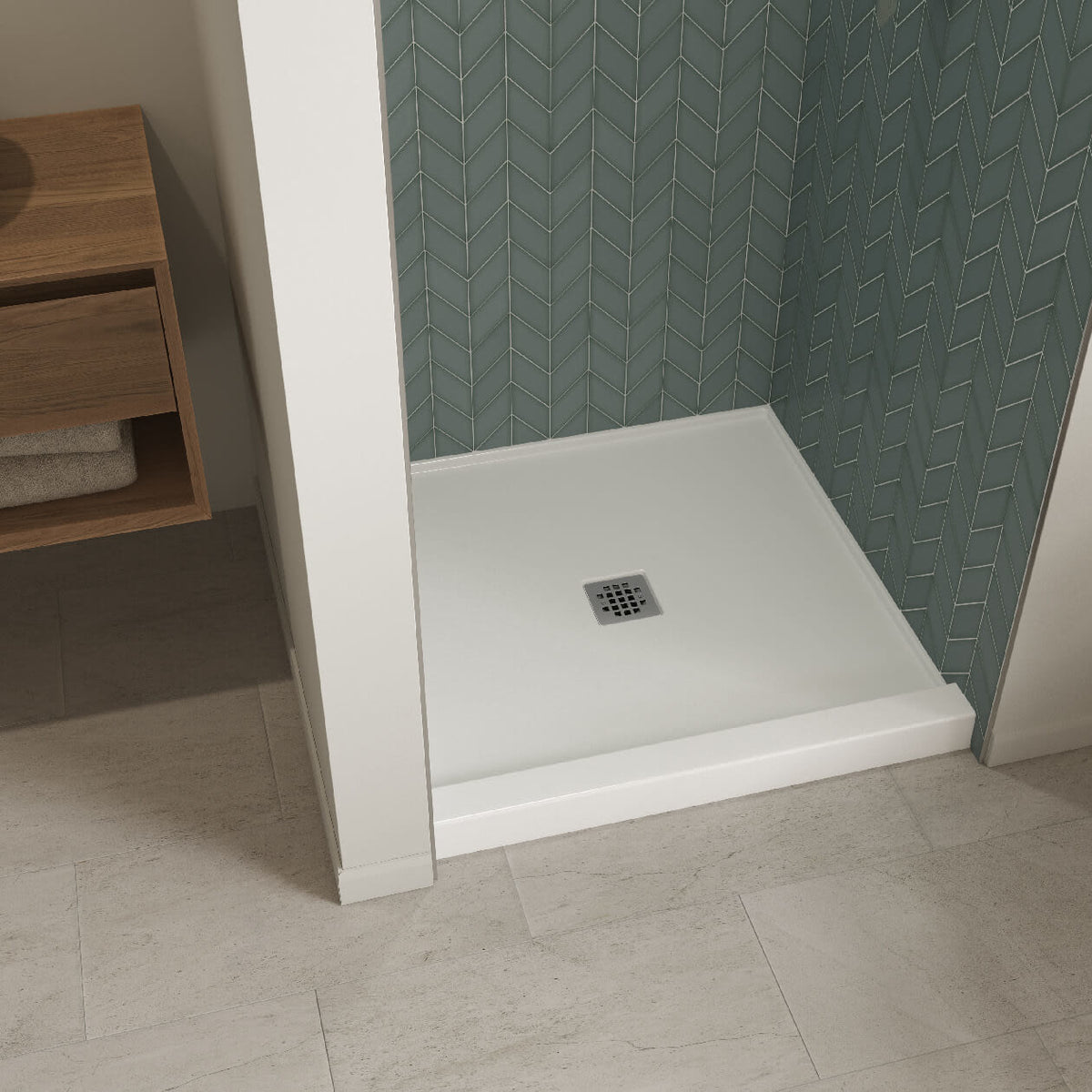 Maax B3X 3636 Acrylic Alcove Shower Base with Center Drain in White - image 2