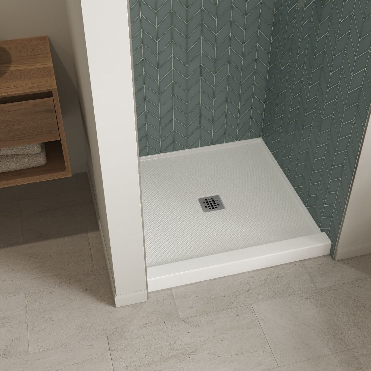 Maax B3X 3636 Acrylic Alcove Shower Base with Center Drain in White - image 7