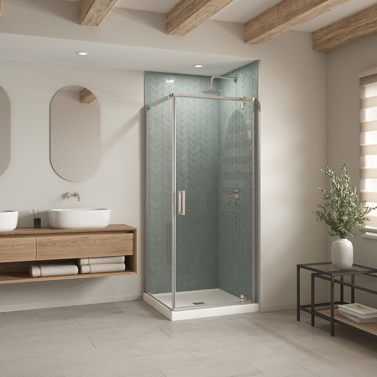 Maax B3X 3636 Acrylic Corner Left or Right Shower Base with Center Drain in White - image 6