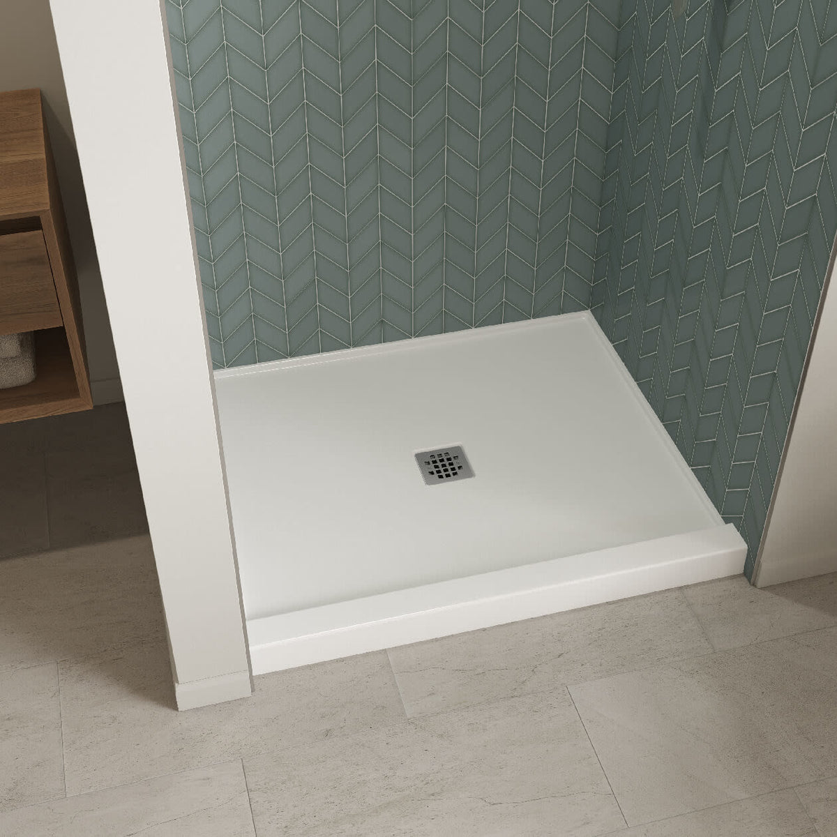 Maax B3X 4236 Acrylic Alcove Shower Base with Center Drain in White - image 2