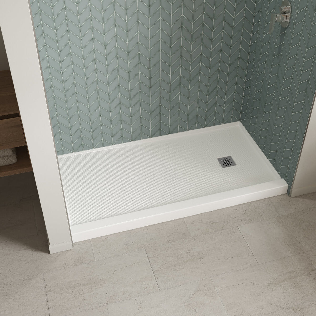 Maax B3X 6032 Acrylic Alcove Shower Base with Right-Hand Drain in White - image 2
