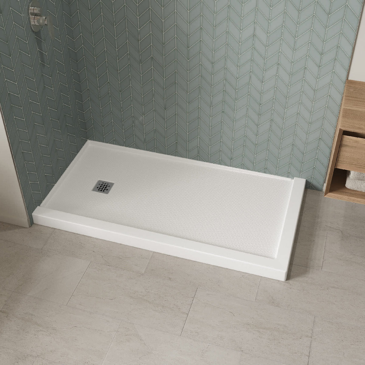 Maax B3X 6032 Acrylic Corner Left Shower Base with Left-Hand Drain in White - image 2