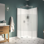 Maax Begonia Carbon 36 x 36 Polystyrene Center Drain Shower Kit in White with Carbon glass in Chrome