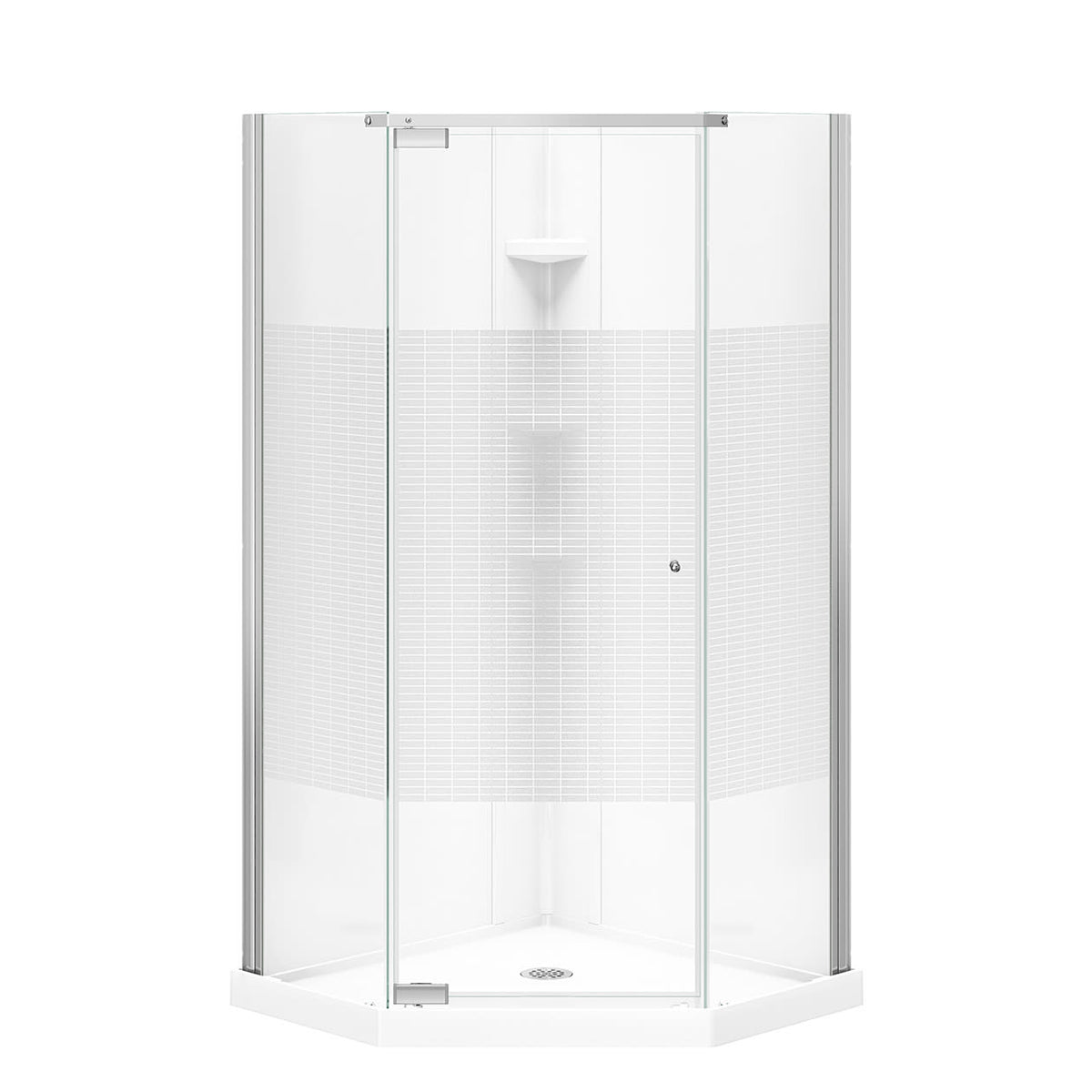 Maax Begonia Carbon 36 x 36 Polystyrene Center Drain Shower Kit in White with Carbon glass in Chrome - image 3