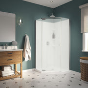 Maax Begonia Pebble 36 x 36 Polystyrene Center Drain Shower Kit in White with Pebble glass in Chrome