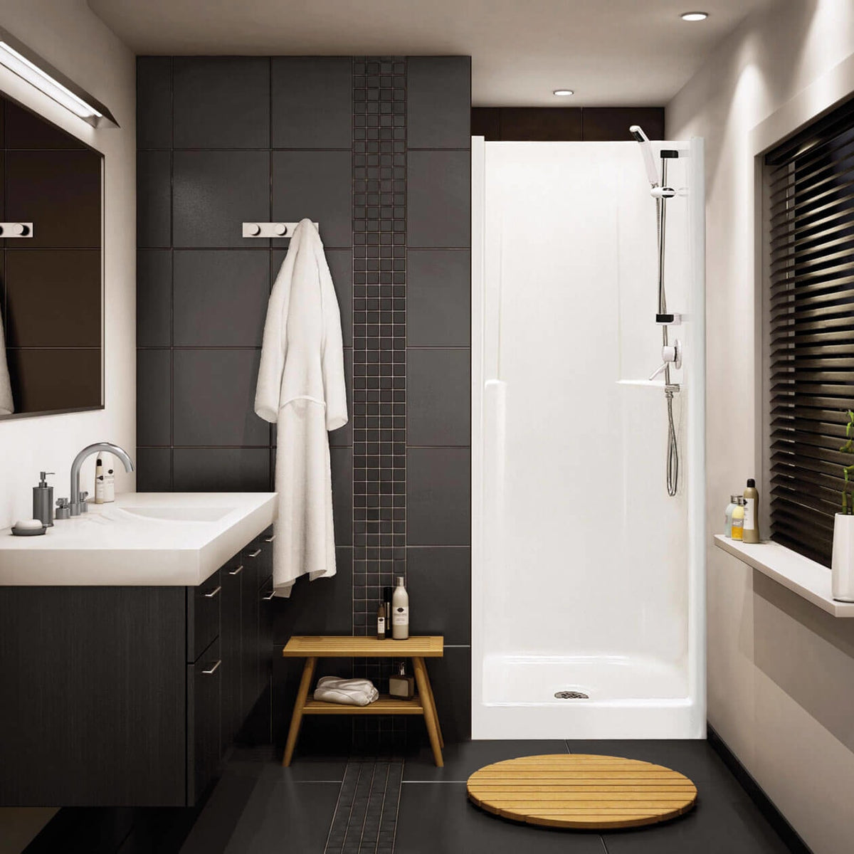 Maax Biarritz 80 32 x 33 AcrylX Alcove Center Drain One-Piece Shower in White