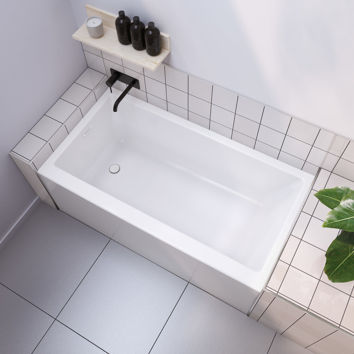 Maax Bosca 6030 IFS AFR Acrylic Alcove Bathtub in White with Linear Overflow - image 5