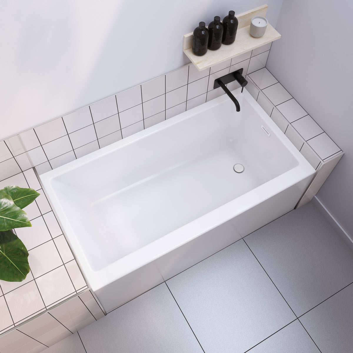 Maax Bosca 6032 AFR Acrylic Alcove Bathtub in White with Linear Overflow - image 10