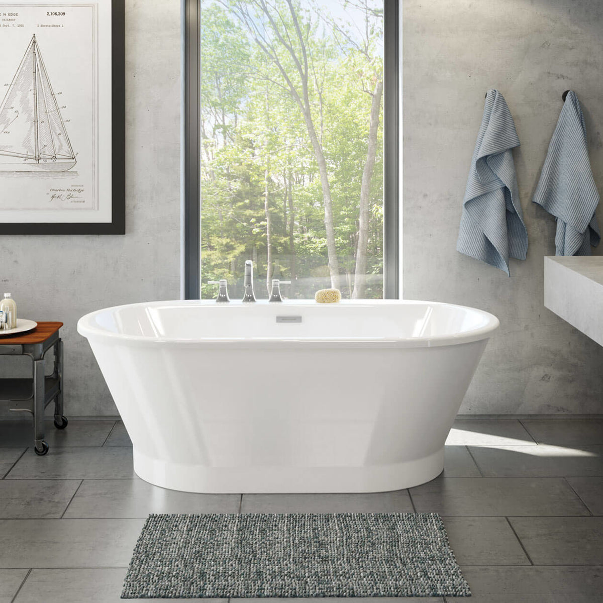 Maax Brioso 6636 AcrylX Freestanding Center Drain Bathtub in White with Black Skirt - image 2