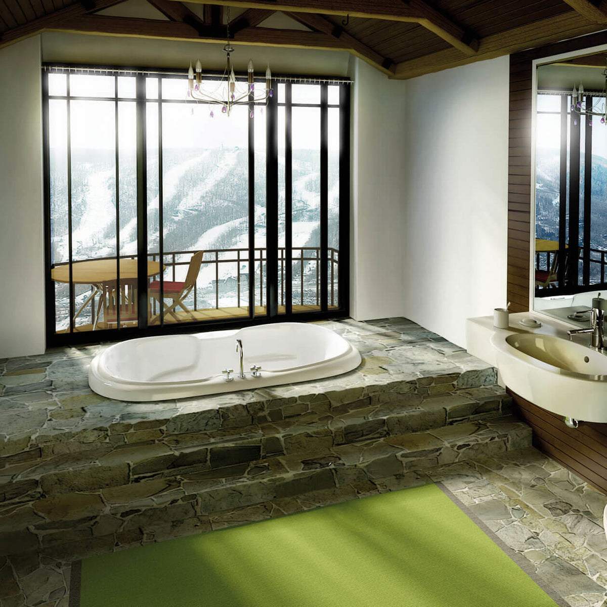 Maax Calla 6642 Acrylic Drop-in Center Drain Combined & Bathtub in White